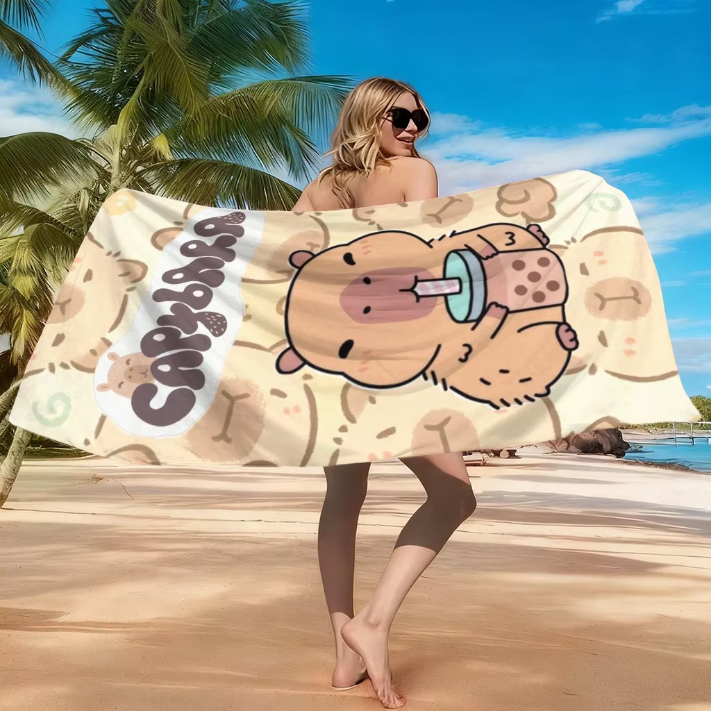 Towel Small Sport - Asciugamano da Spiaggia con Capibara Cartoon,
