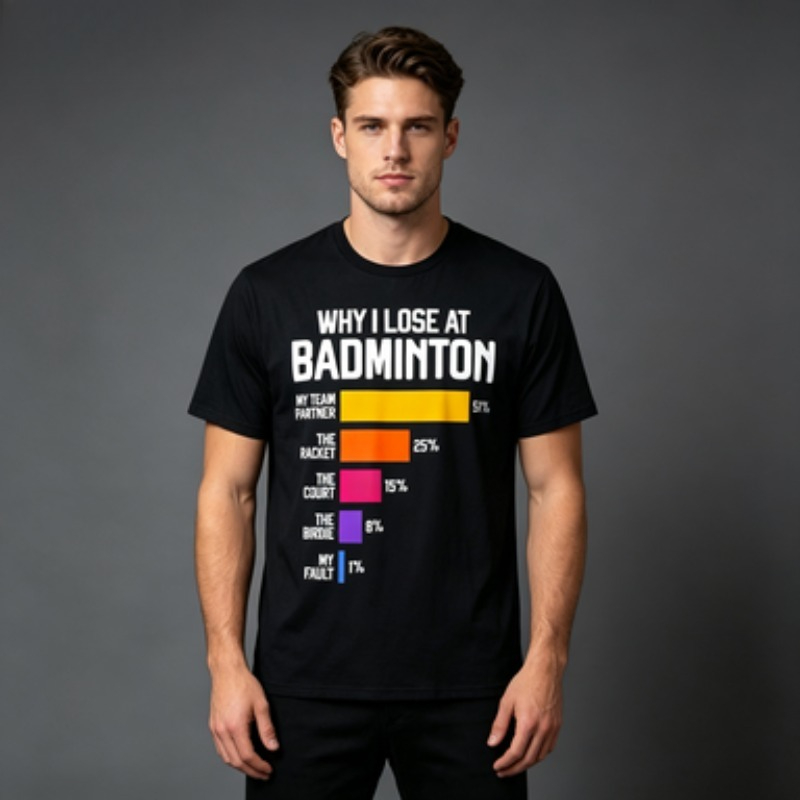 T-shirt da uomo a maniche cort - Badminton Quotes recensione e prezzo