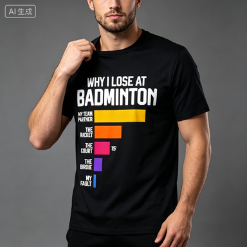 T-shirt da uomo a maniche cort - Badminton Quotes recensione e prezzo