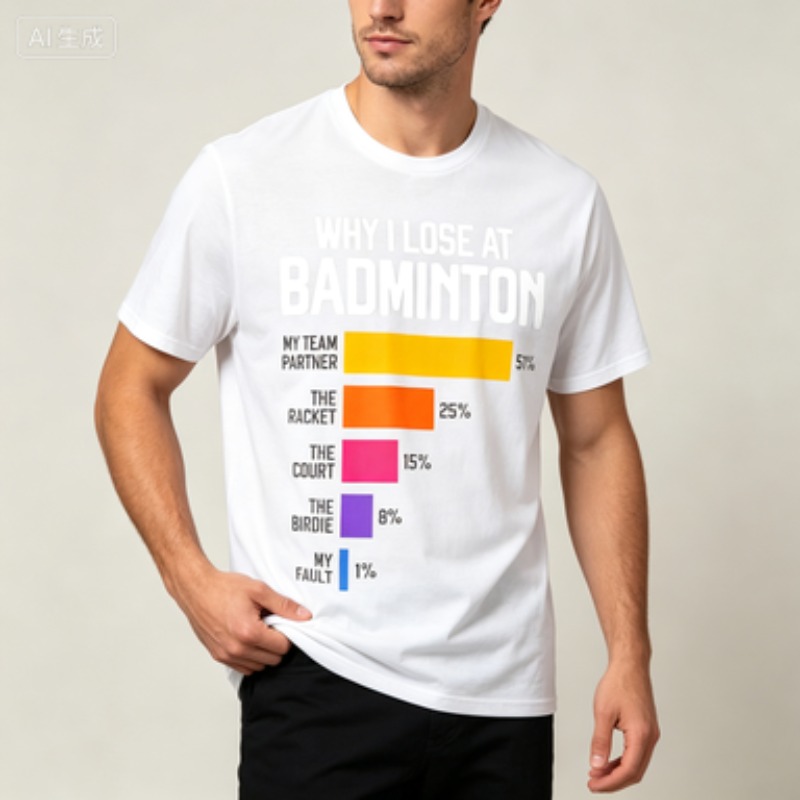 T-shirt da uomo a maniche cort - Badminton Quotes recensione e prezzo